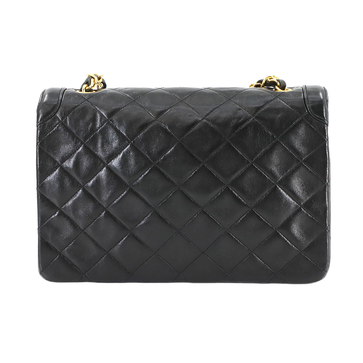 Matelasse Chain Shoulder Bag Leather Black Vintage Purse