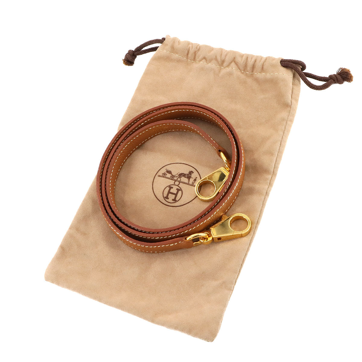 Shoulder Strap Couchevel Epsom Leather Gold Brown Accessory