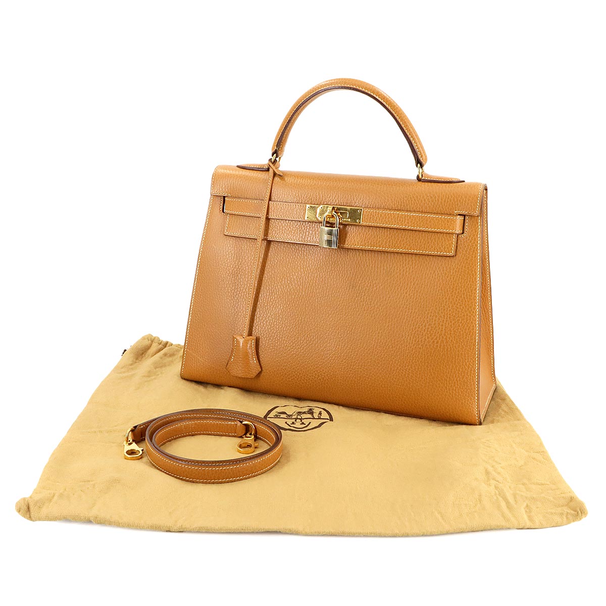 Kelly 32 2way Hand Shoulder Bag Ardennes Natural Brown Vintage