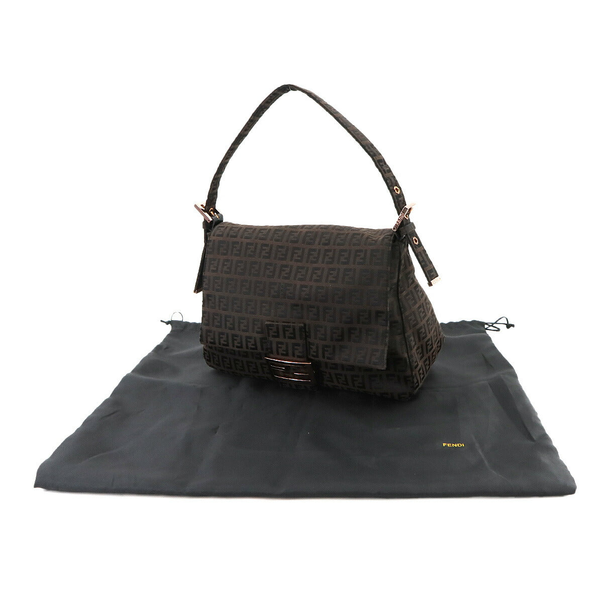 Zucchino Mamma Baguette Shoulder Bag Canvas Brown Black 8BR001