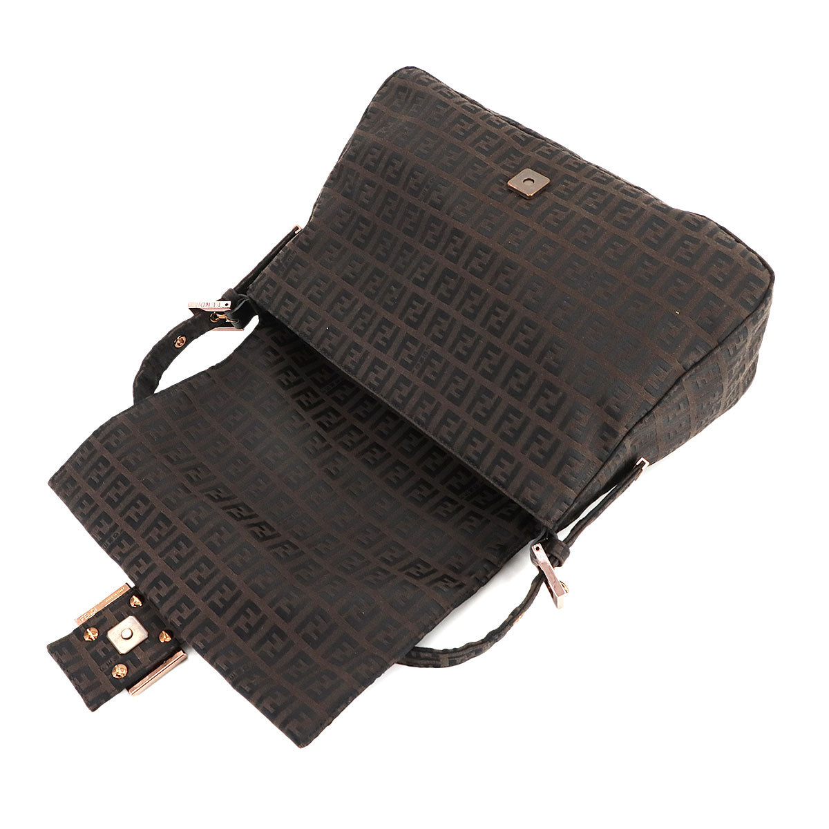 Zucchino Mamma Baguette Shoulder Bag Canvas Brown Black 8BR001