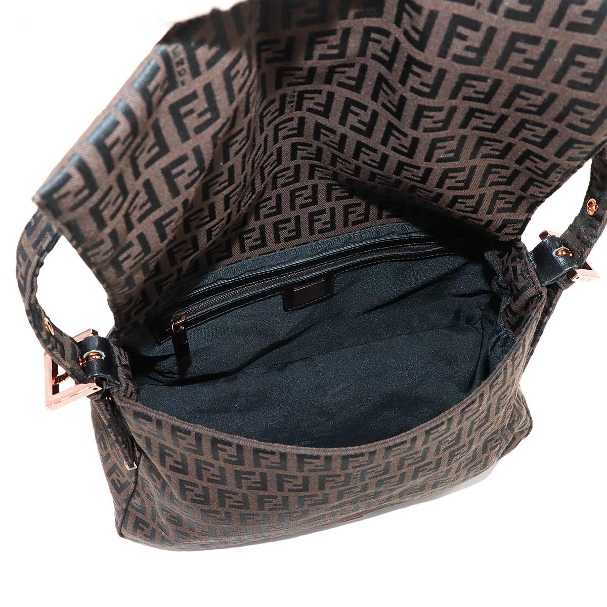 Zucchino Mamma Baguette Shoulder Bag Canvas Brown Black 8BR001