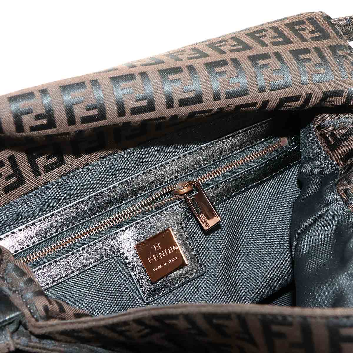 Zucchino Mamma Baguette Shoulder Bag Canvas Brown Black 8BR001