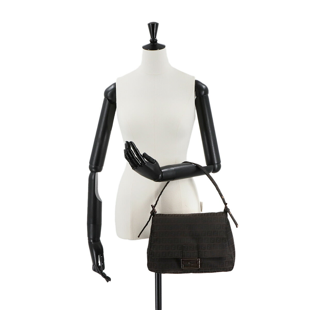 Zucchino Mamma Baguette Shoulder Bag Canvas Brown Black 8BR001