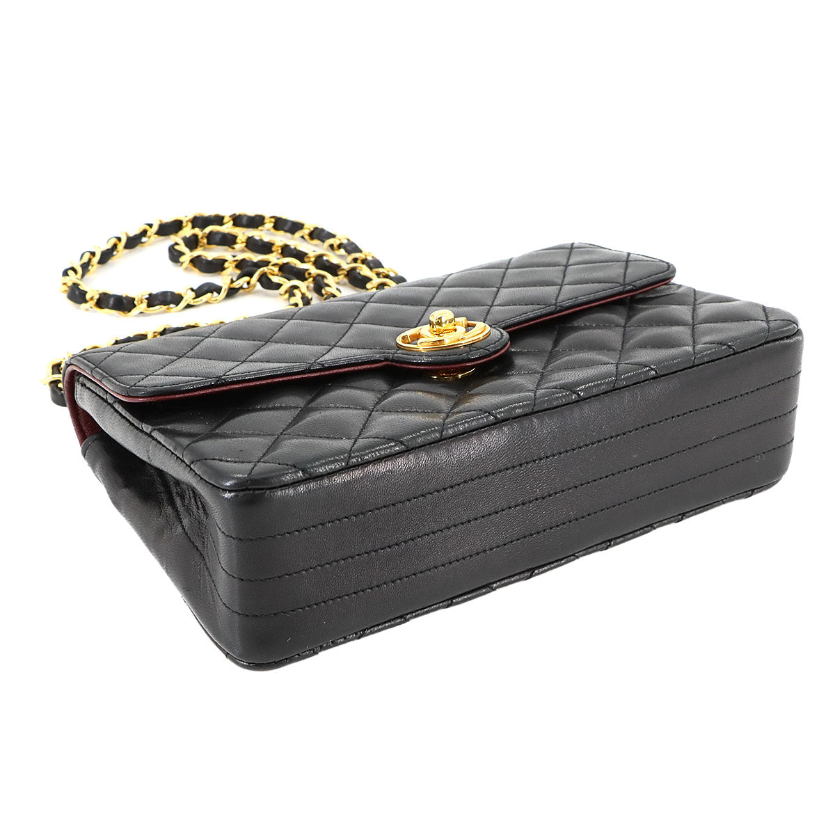 Mini Matelasse Chain Shoulder Bag Leather Black Purse