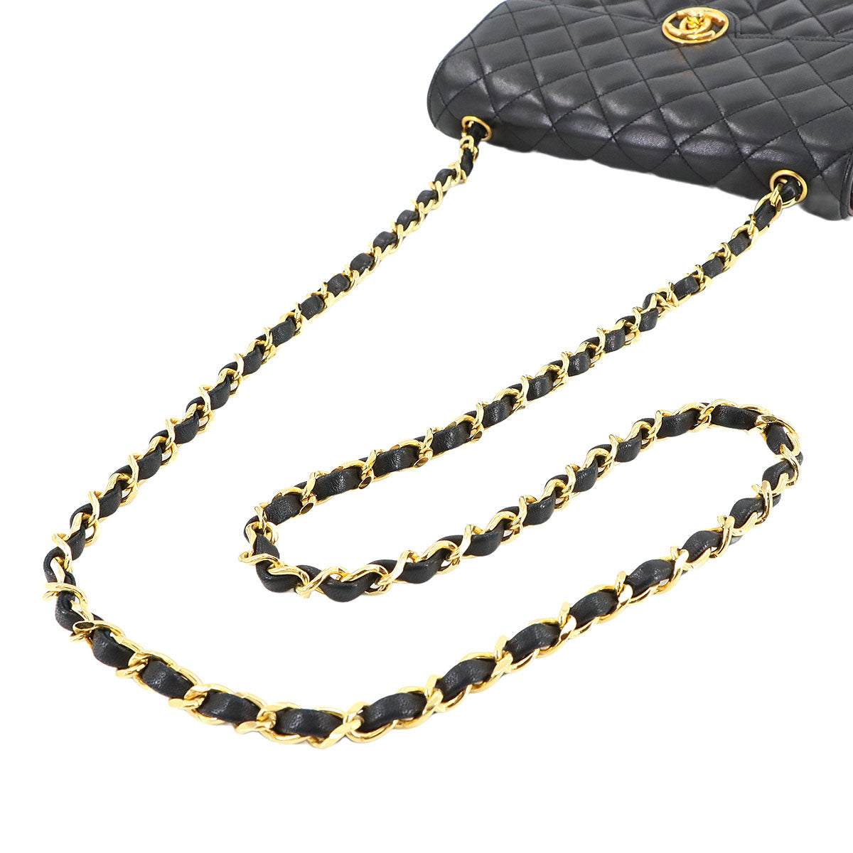 Mini Matelasse Chain Shoulder Bag Leather Black Purse