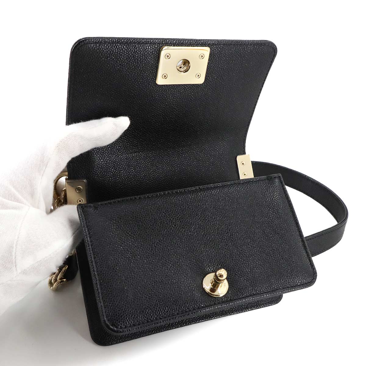 BOY CHANEL Mini Chain Shoulder Bag Leather A67364