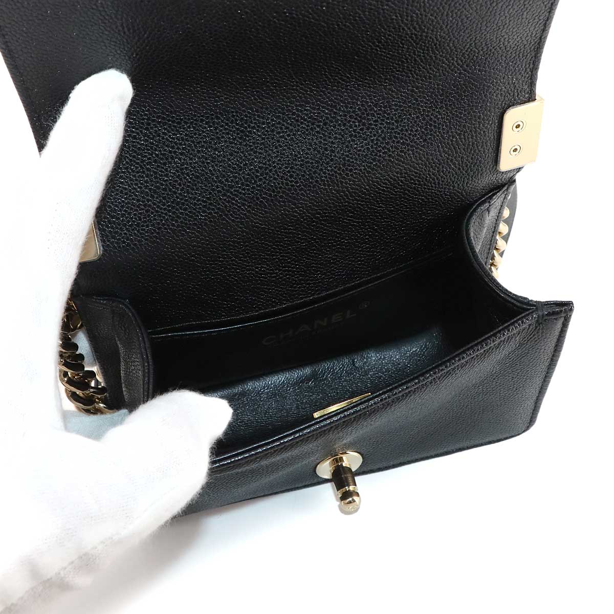 BOY CHANEL Mini Chain Shoulder Bag Leather A67364