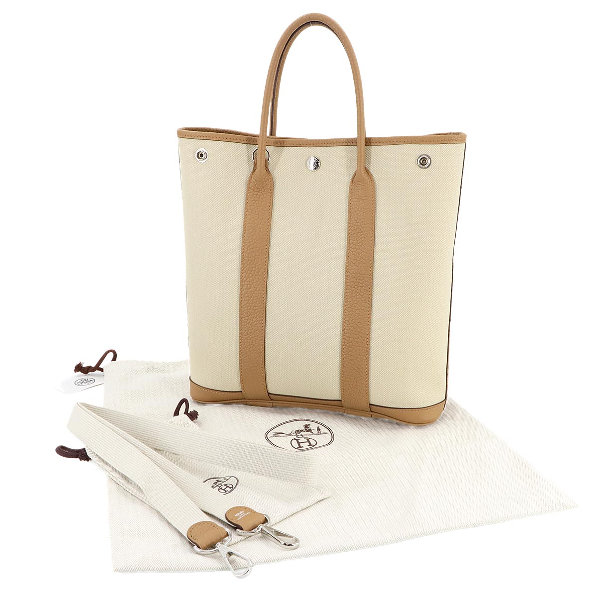 Garden File PM Tote Shoulder Bag Toile Militaire Negonda Biscuit 90280814