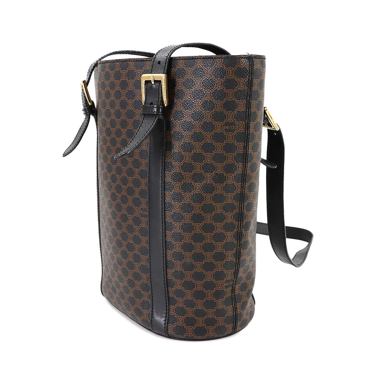 Macadam Shoulder Bag PVC Leather Black Brown Vintage Purse