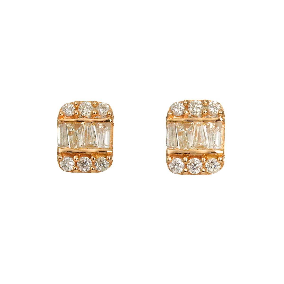 Diamond 0.10ct/0.10ct Earrings Pierced 18K PG Pink Gold 750