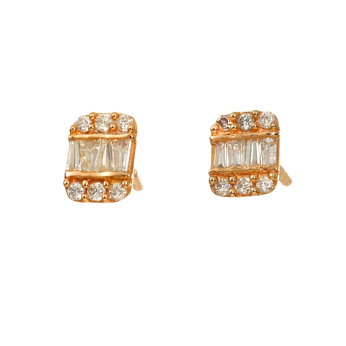 Diamond 0.10ct/0.10ct Earrings Pierced 18K PG Pink Gold 750