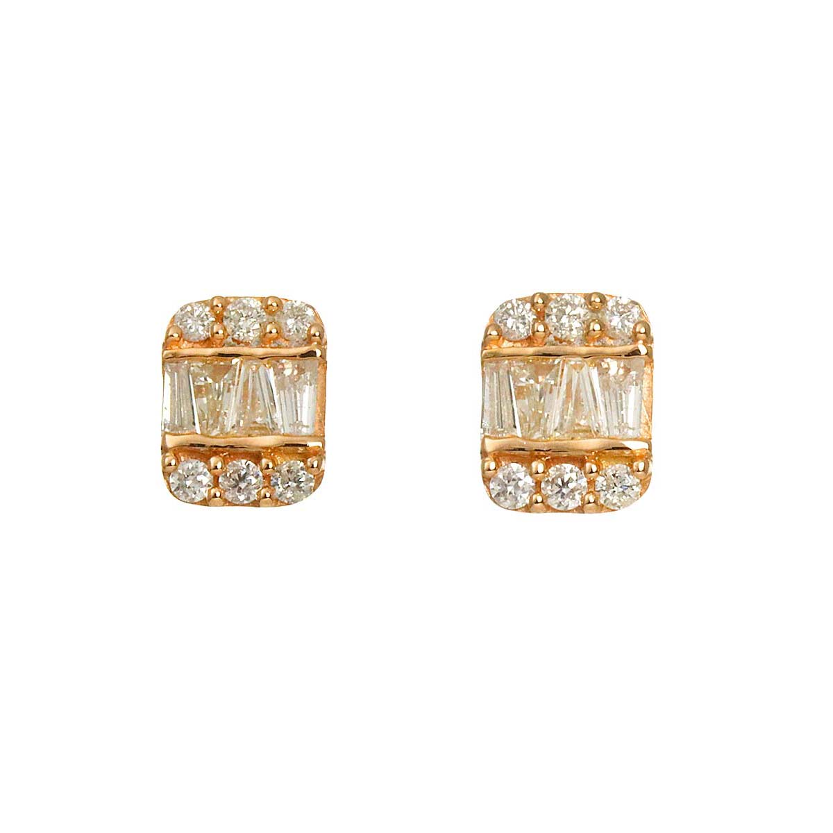 Diamond 0.10ct/0.10ct Earrings Pierced 18K PG Pink Gold 750