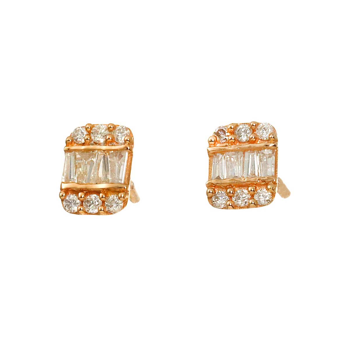 Diamond 0.10ct/0.10ct Earrings Pierced 18K PG Pink Gold 750