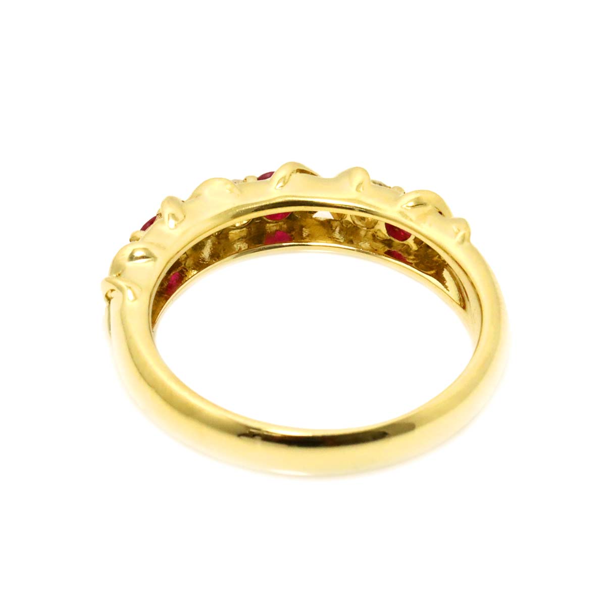 Ruby 0.29ct Diamond 0.17ct Ring 18K Yellow Gold 750 6-6.25(US)