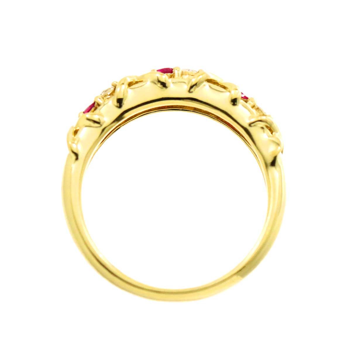 Ruby 0.29ct Diamond 0.17ct Ring 18K Yellow Gold 750 6-6.25(US)