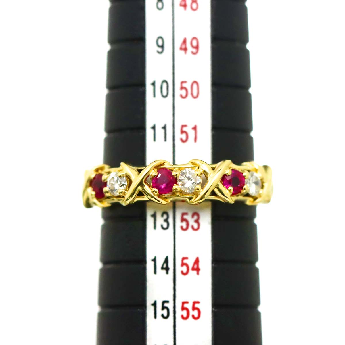 Ruby 0.29ct Diamond 0.17ct Ring 18K Yellow Gold 750 6-6.25(US)
