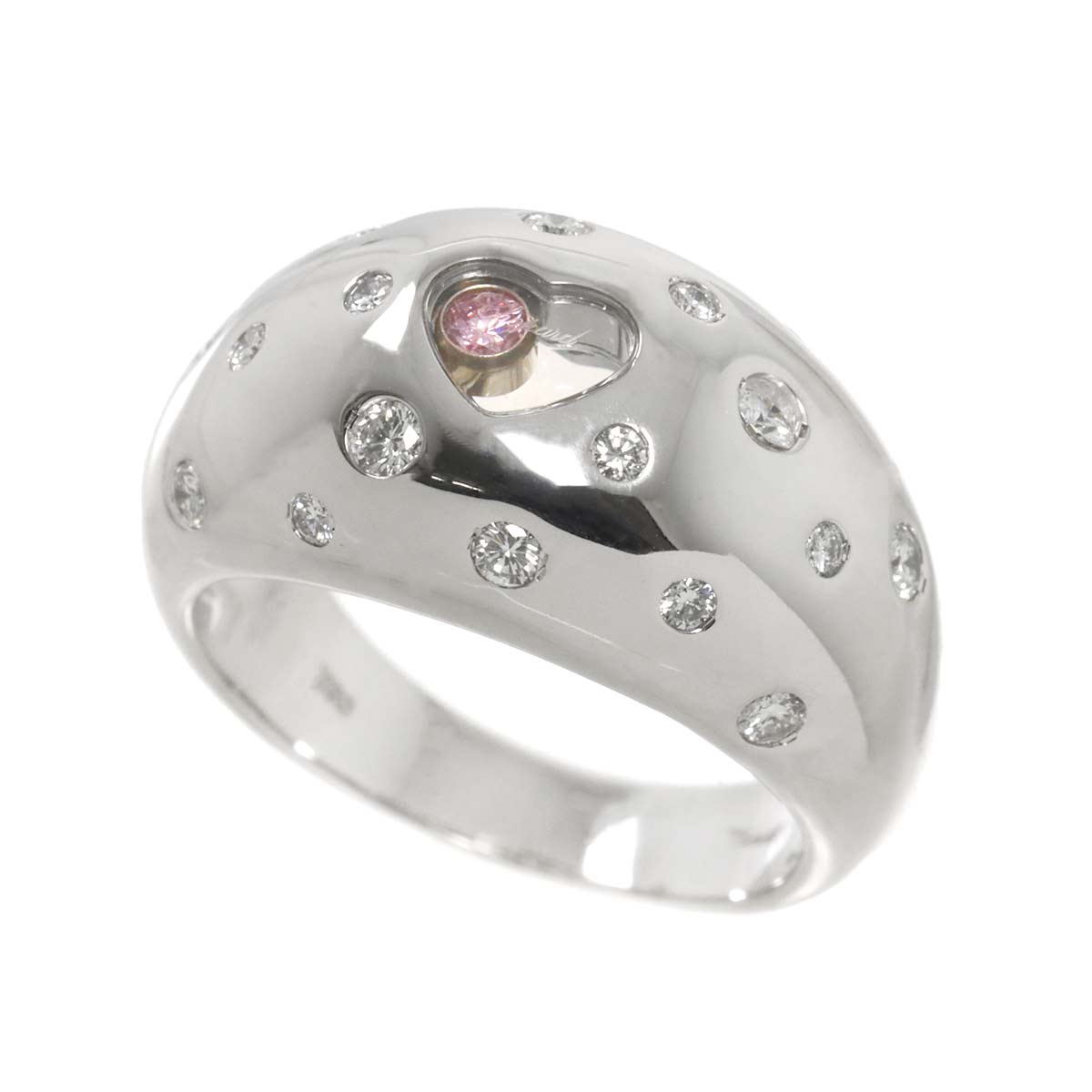 Happy Diamond Heart Diamond Ring 18K WG 750 Size6.5-6.75(US)