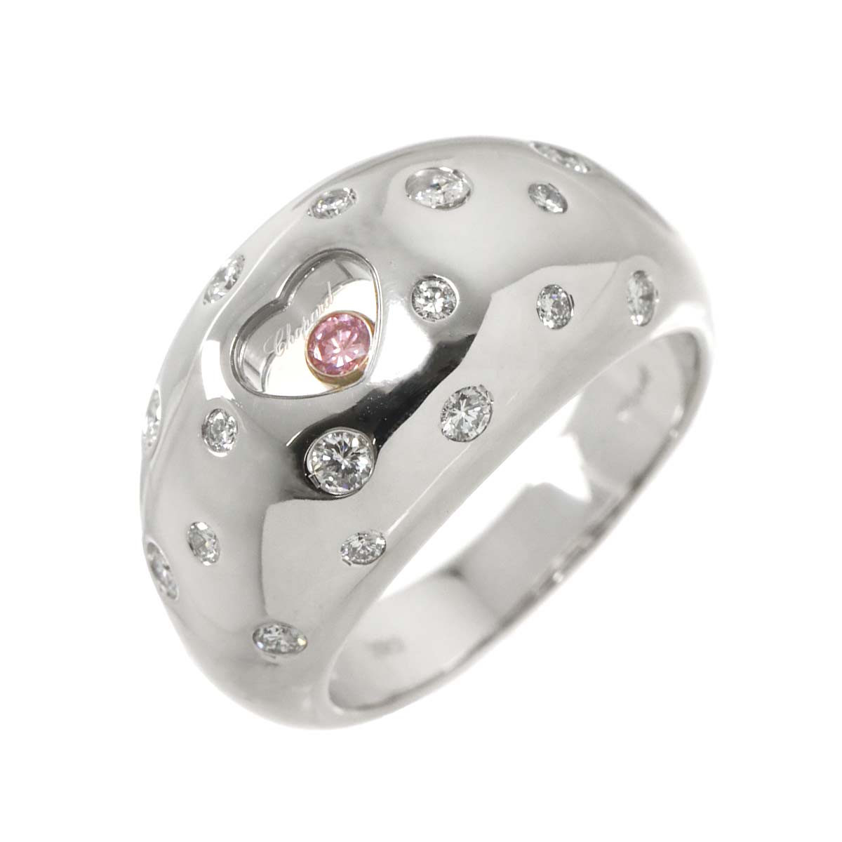 Happy Diamond Heart Diamond Ring 18K WG 750 Size6.5-6.75(US)