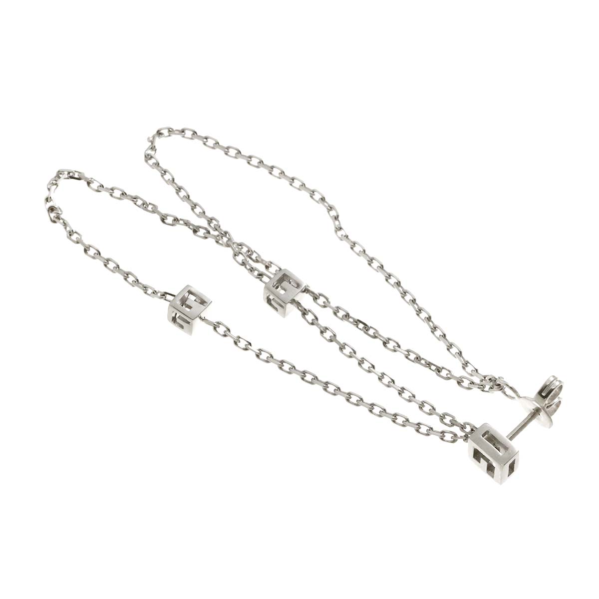 G Cube Earring Pierced 18K White Gold 750 One Piece only