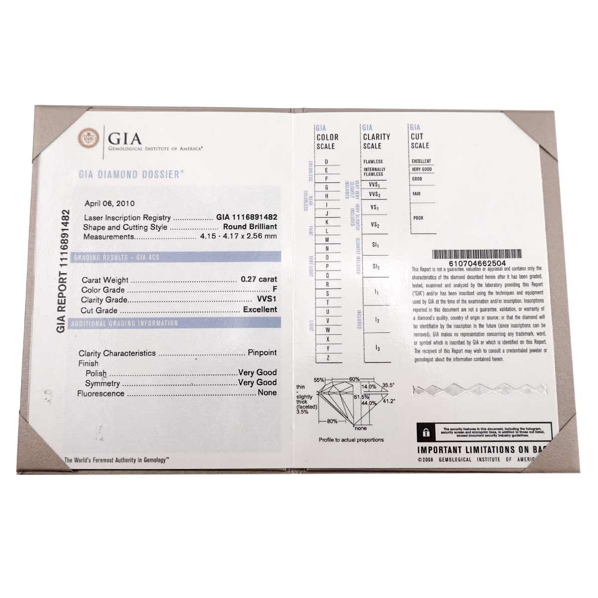 CHAUMET Diamond 0.27ct F/VVS1/EX Ring Pt size52 5.75-6(US)