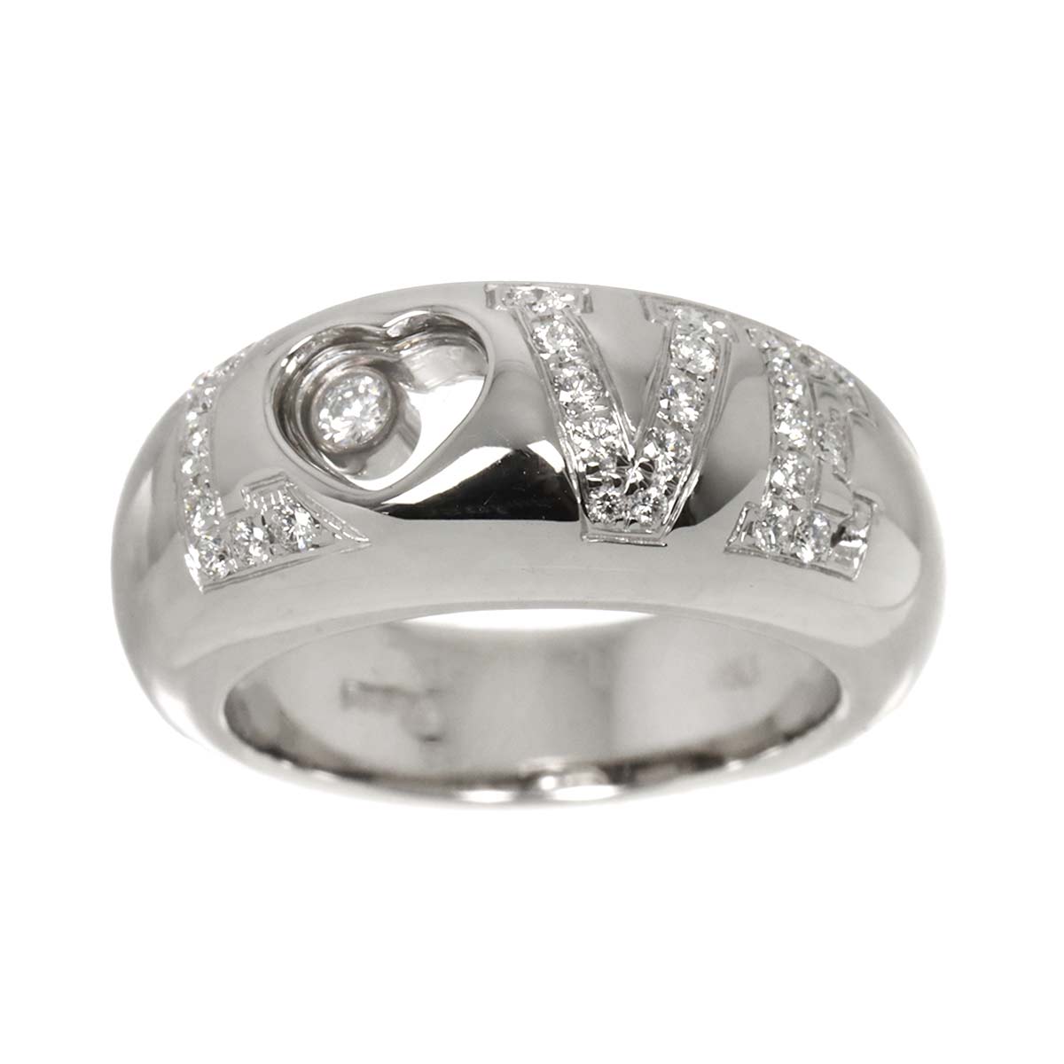 Chopard Happy LOVE Diamond Heart Ring 18K White Gold 750 Size6(US)