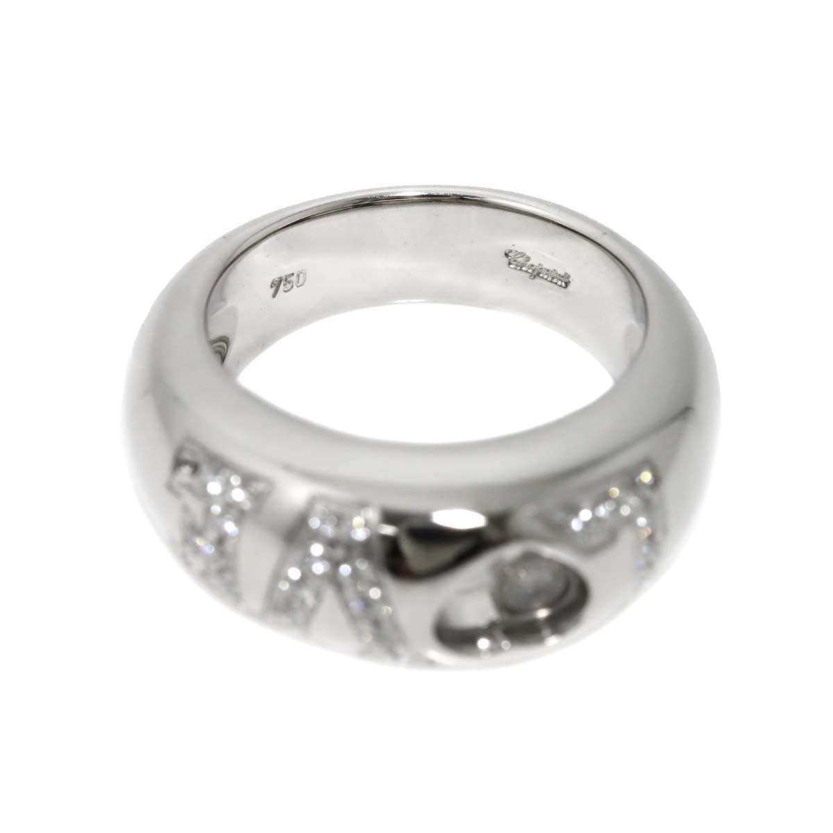 Chopard Happy LOVE Diamond Heart Ring 18K White Gold 750 Size6(US)