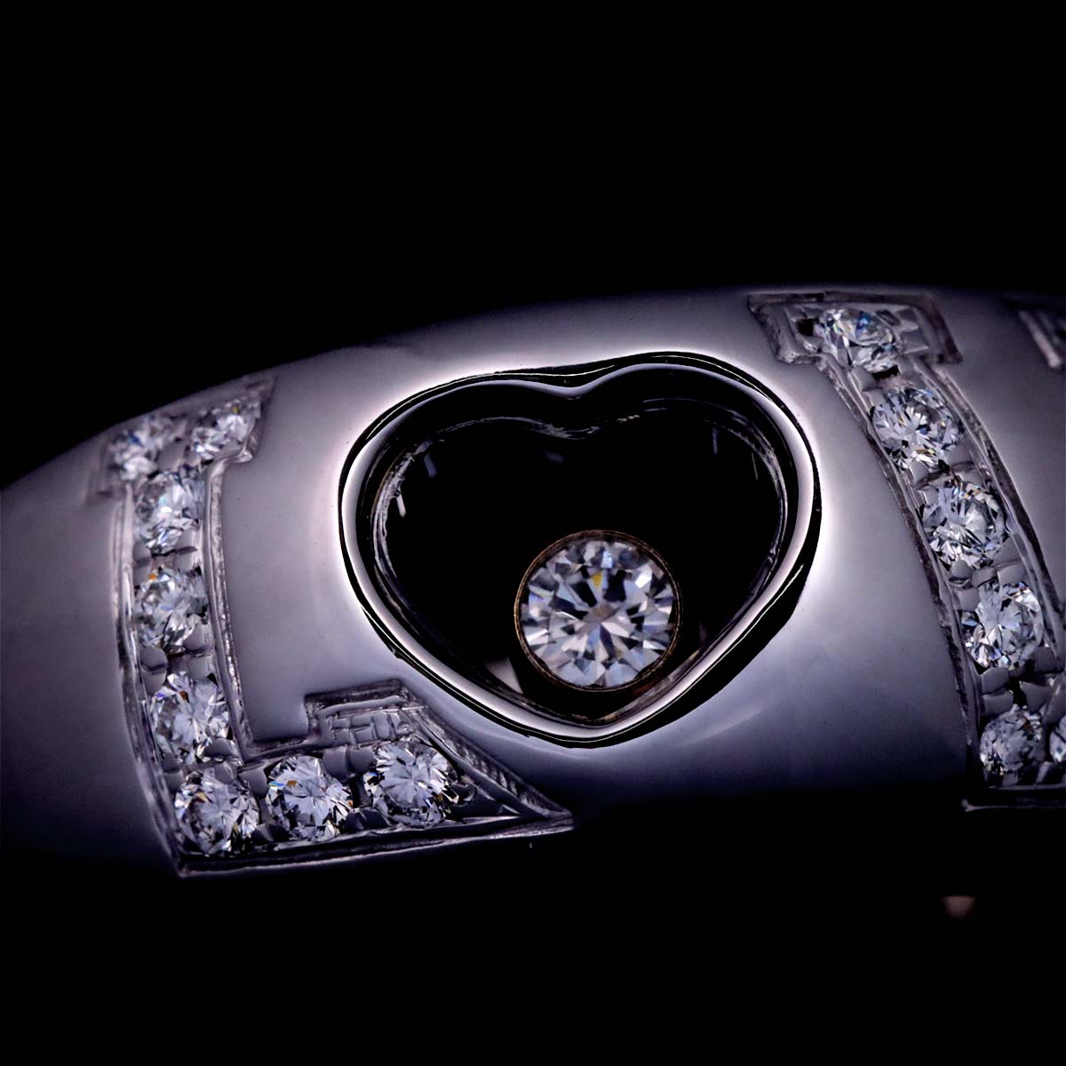 Chopard Happy LOVE Diamond Heart Ring 18K White Gold 750 Size6(US)
