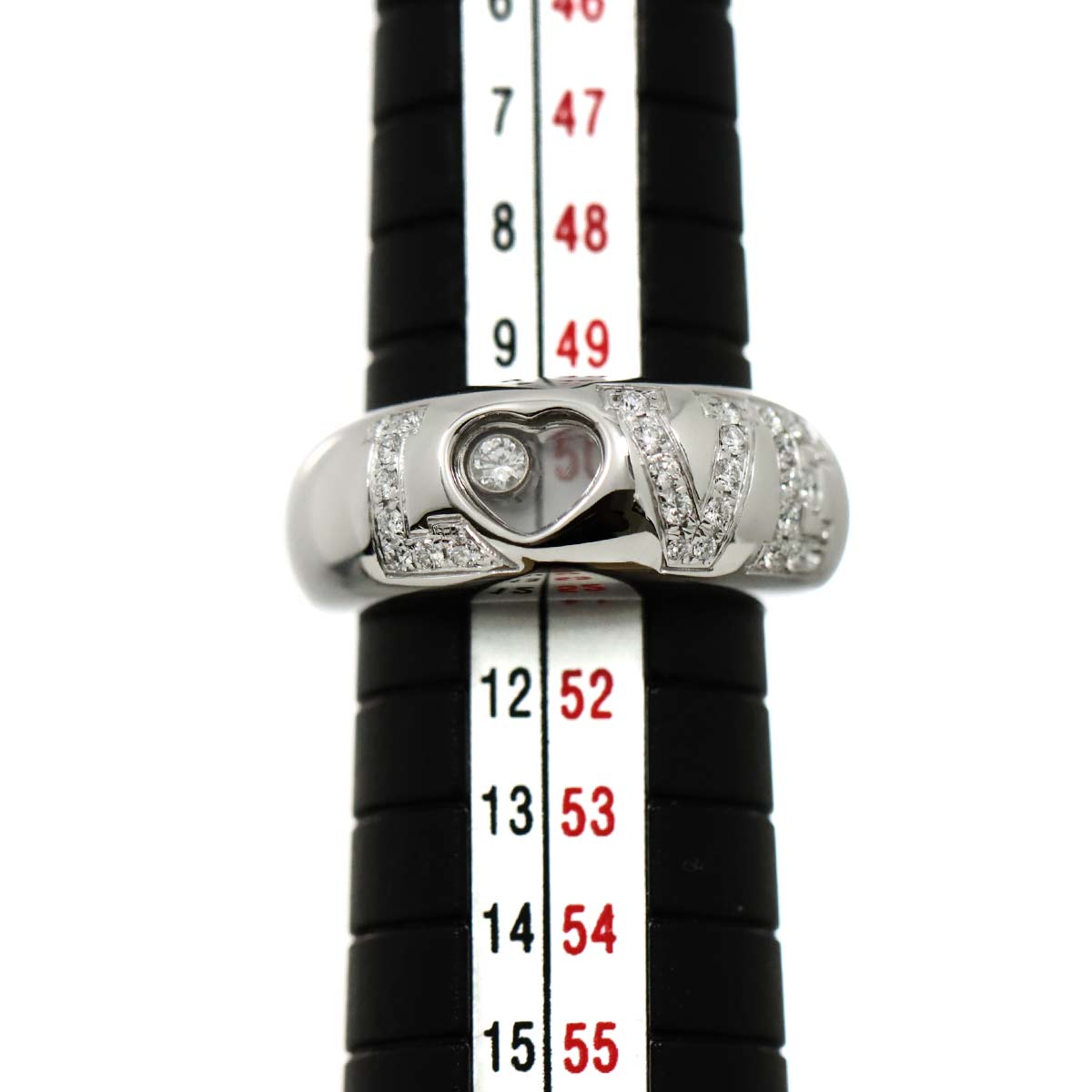Chopard Happy LOVE Diamond Heart Ring 18K White Gold 750 Size6(US)