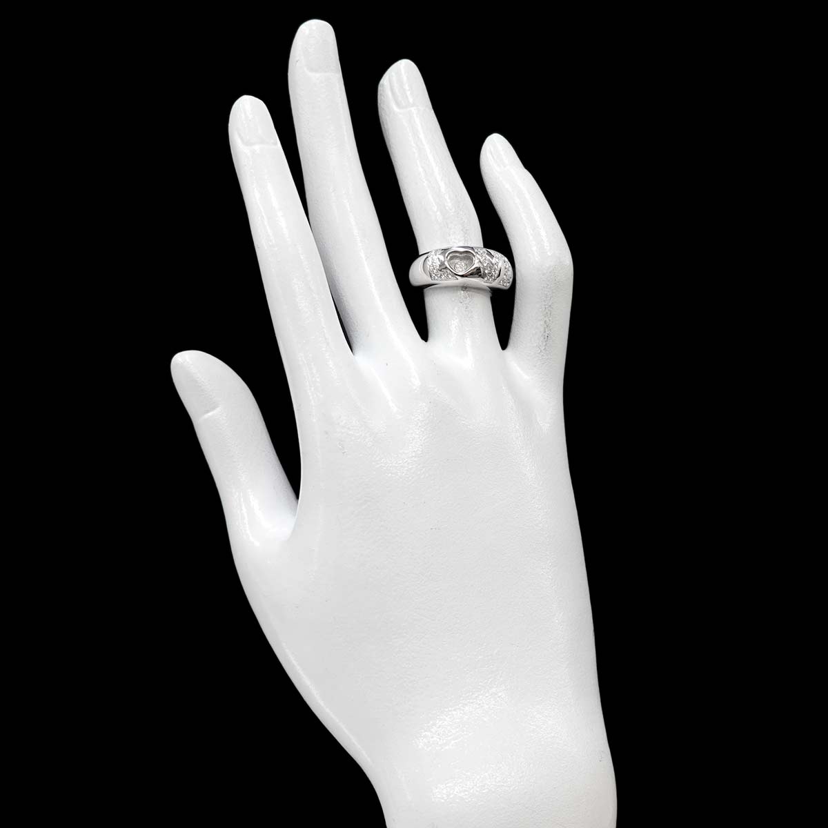 Chopard Happy LOVE Diamond Heart Ring 18K White Gold 750 Size6(US)