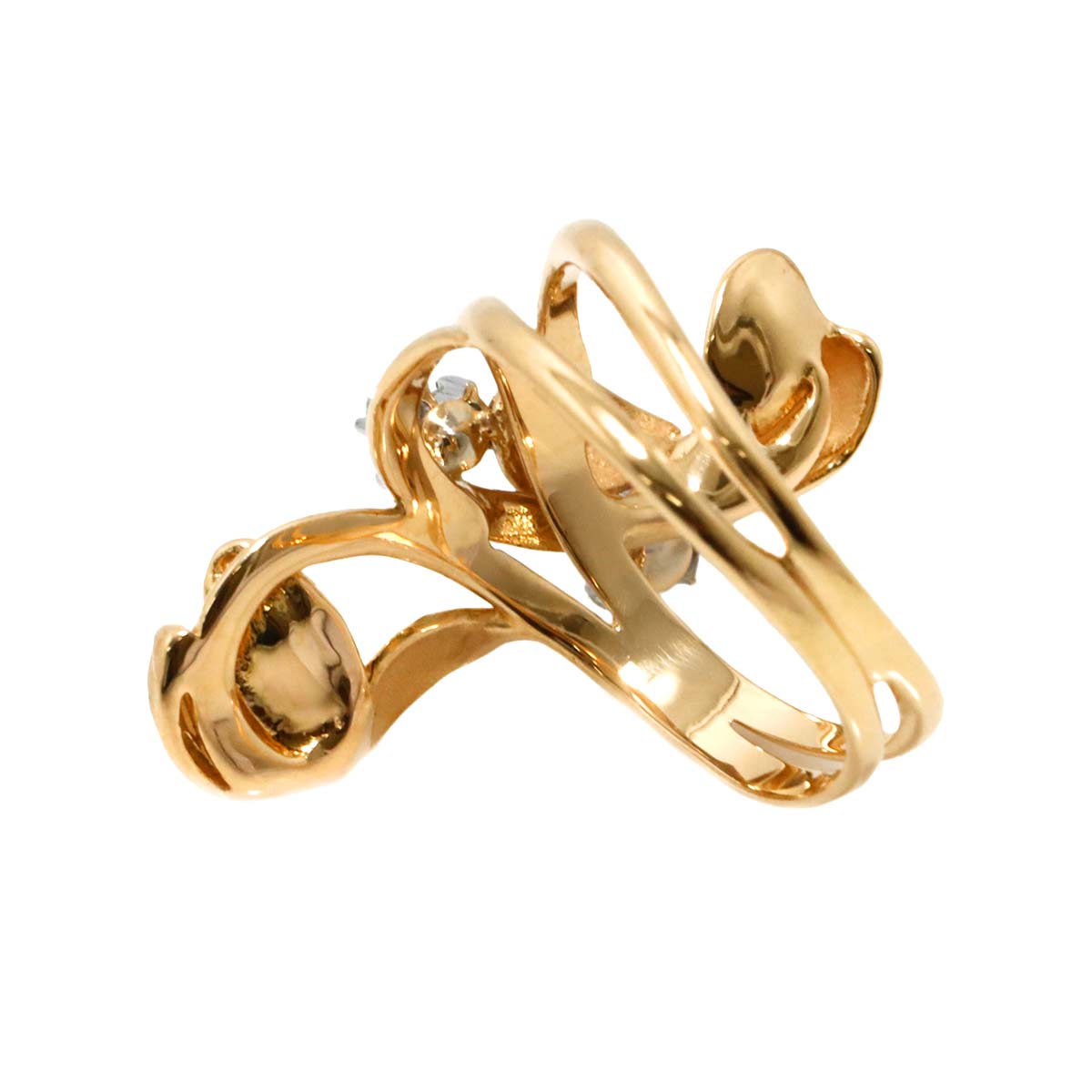 Diamond Ring 18K PG WG Pink White Gold 750 Size7.5-7.75(US)