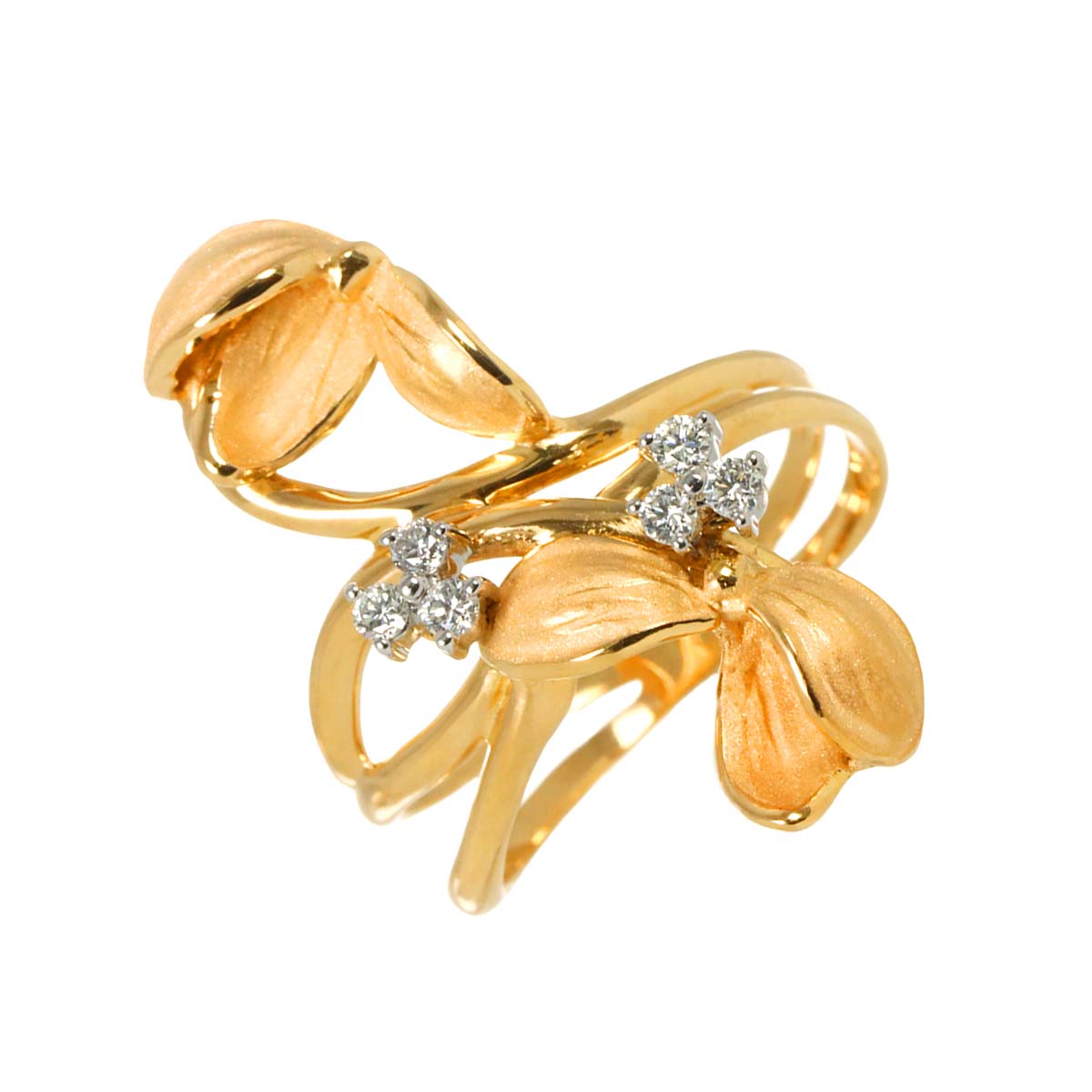 Diamond Ring 18K PG WG Pink White Gold 750 Size7.5-7.75(US)