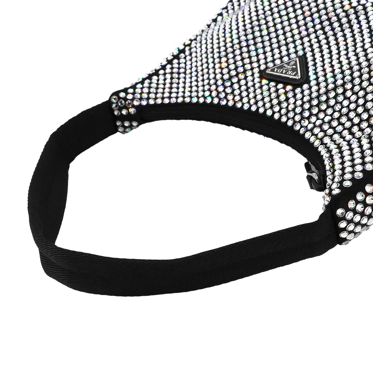 Re-Edition 2000 Mini Hand Bag Satin Rhinestone Black 1NE515