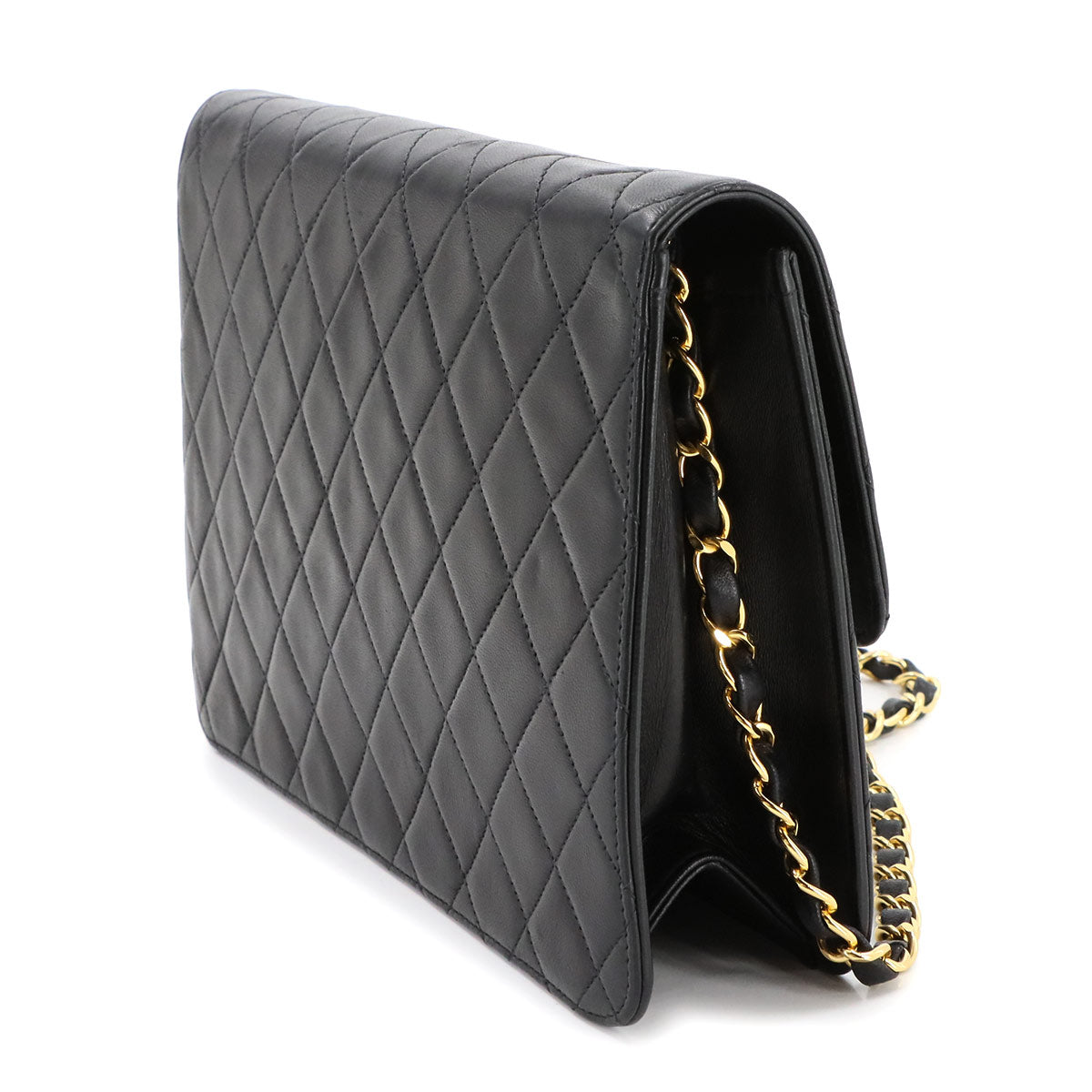 Matelasse Chain Shoulder Bag Leather Black A03570 Vintage