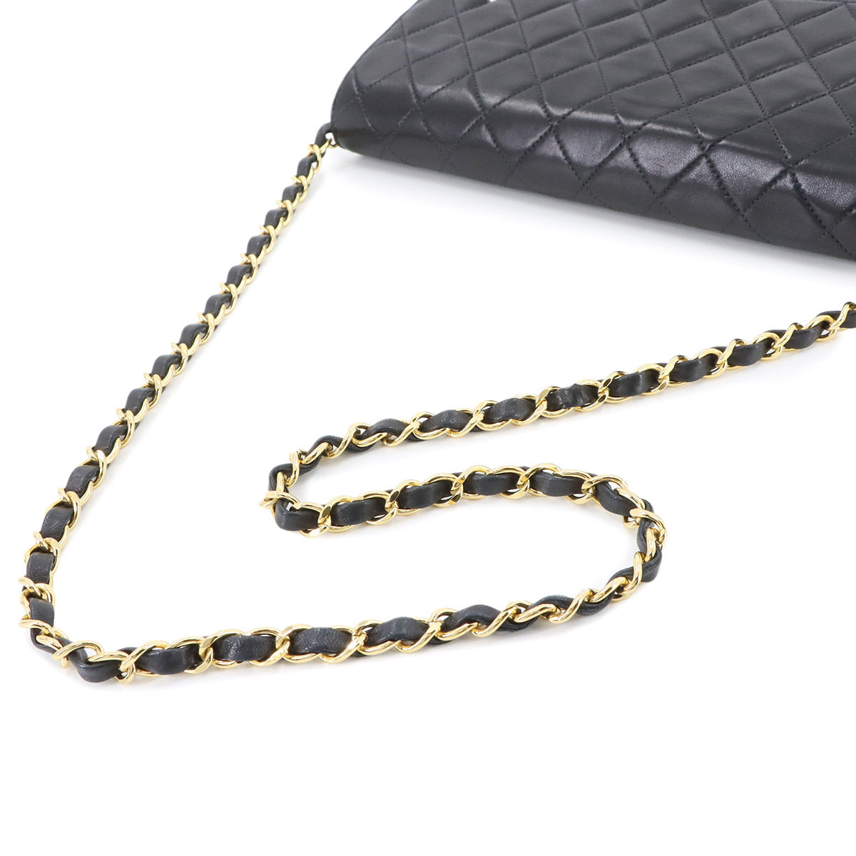 Matelasse Chain Shoulder Bag Leather Black A03570 Vintage