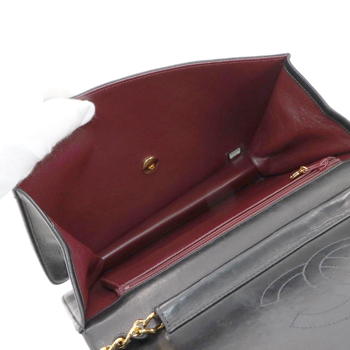 Matelasse Chain Shoulder Bag Leather Black A03570 Vintage