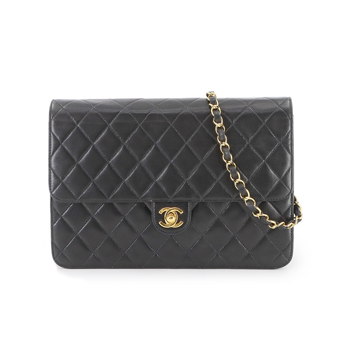 Matelasse Chain Shoulder Bag Leather Black A03570 Vintage