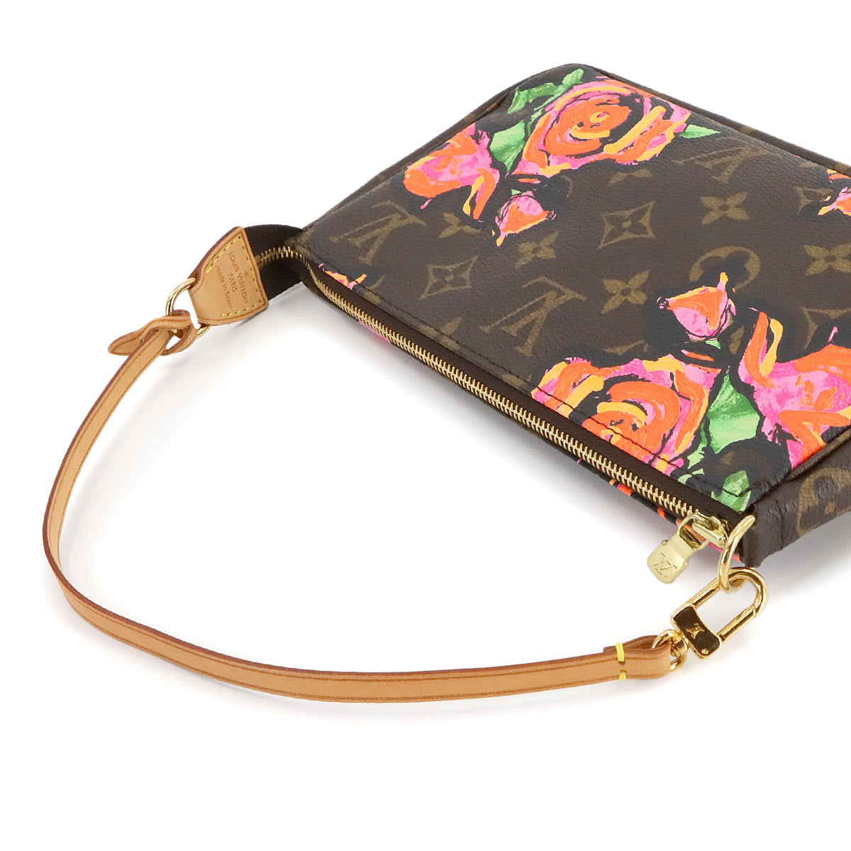 LOUIS VUITTON Monogram Rose Pochette Accessoires Hand Bag M48615