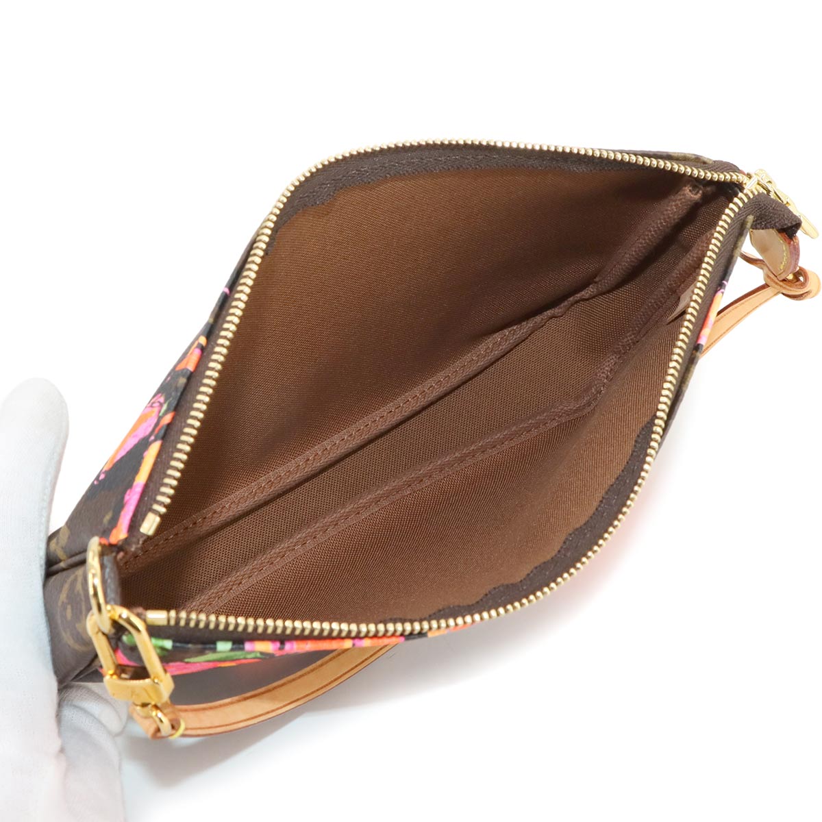 LOUIS VUITTON Monogram Rose Pochette Accessoires Hand Bag M48615