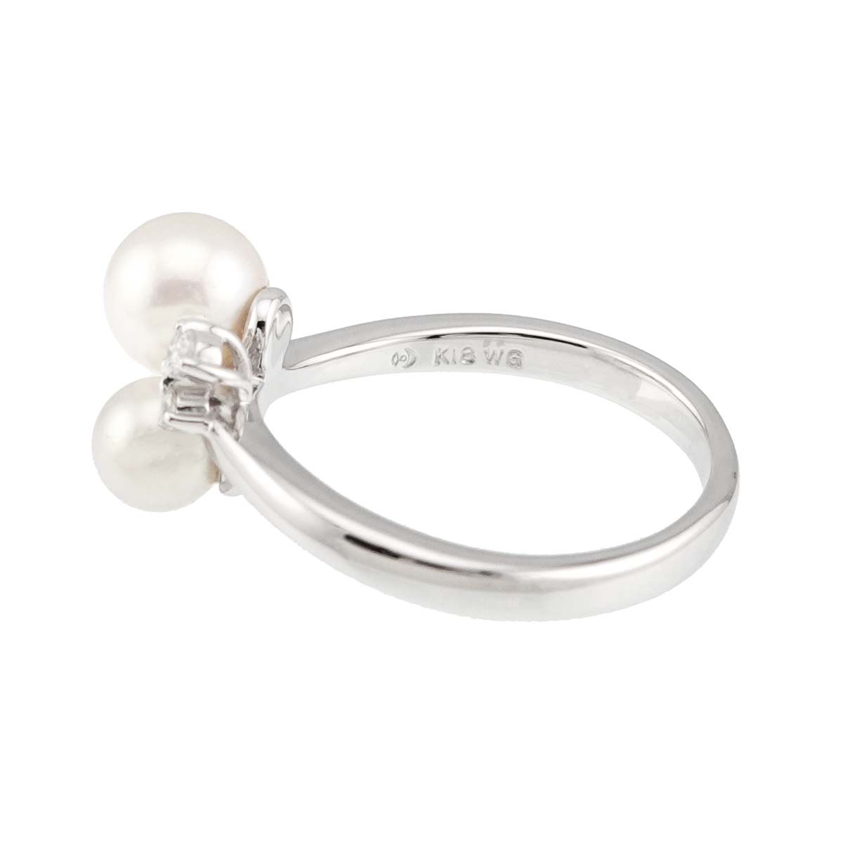TASAKI Akoya Pearl 6.1-4.9mm Diamond 0.05ct Ring 18K WG 750 5.5-5.75US