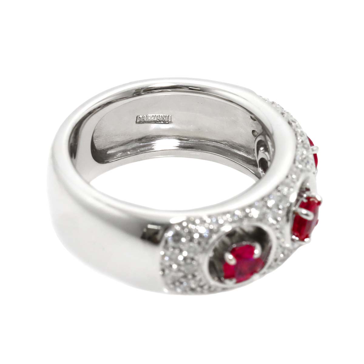 DAMIANI Ruby Diamond Ring 18K WG 750 Size6.75(US)
