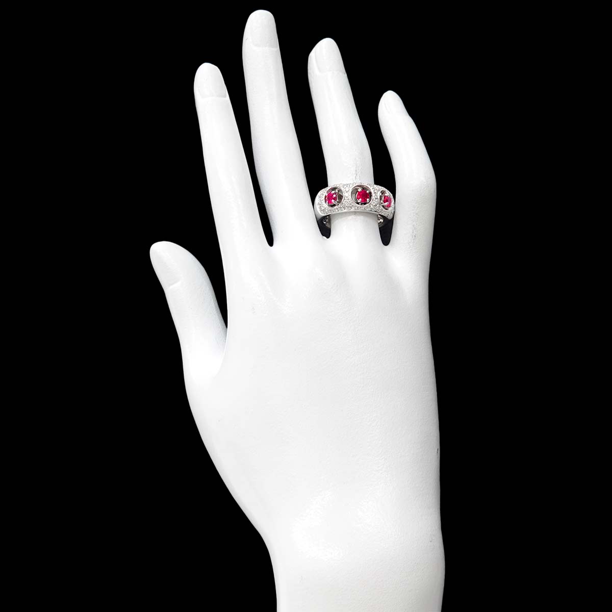 DAMIANI Ruby Diamond Ring 18K WG 750 Size6.75(US)