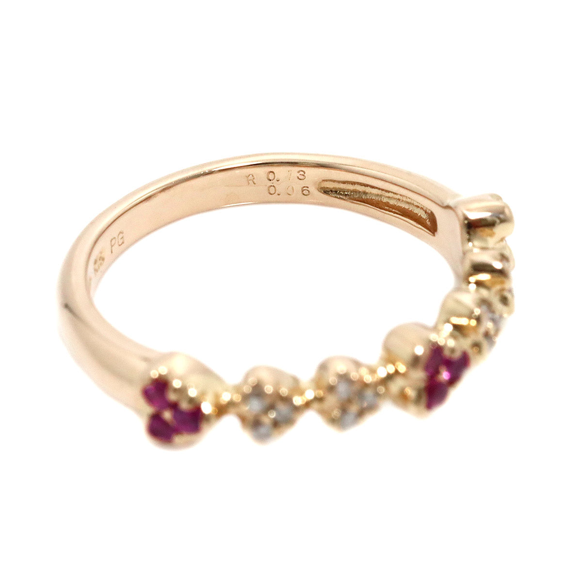 Ponte Vecchio Ruby 0.13ct Diamond 0.06ct Ring 18K PG 750 size4.5(US)
