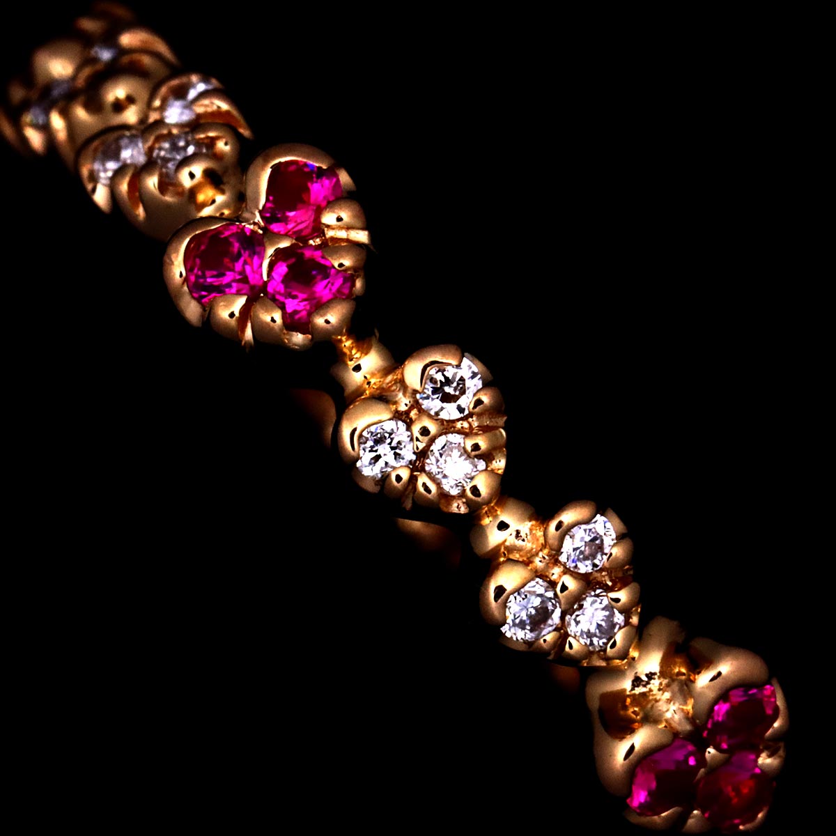 Ponte Vecchio Ruby 0.13ct Diamond 0.06ct Ring 18K PG 750 size4.5(US)