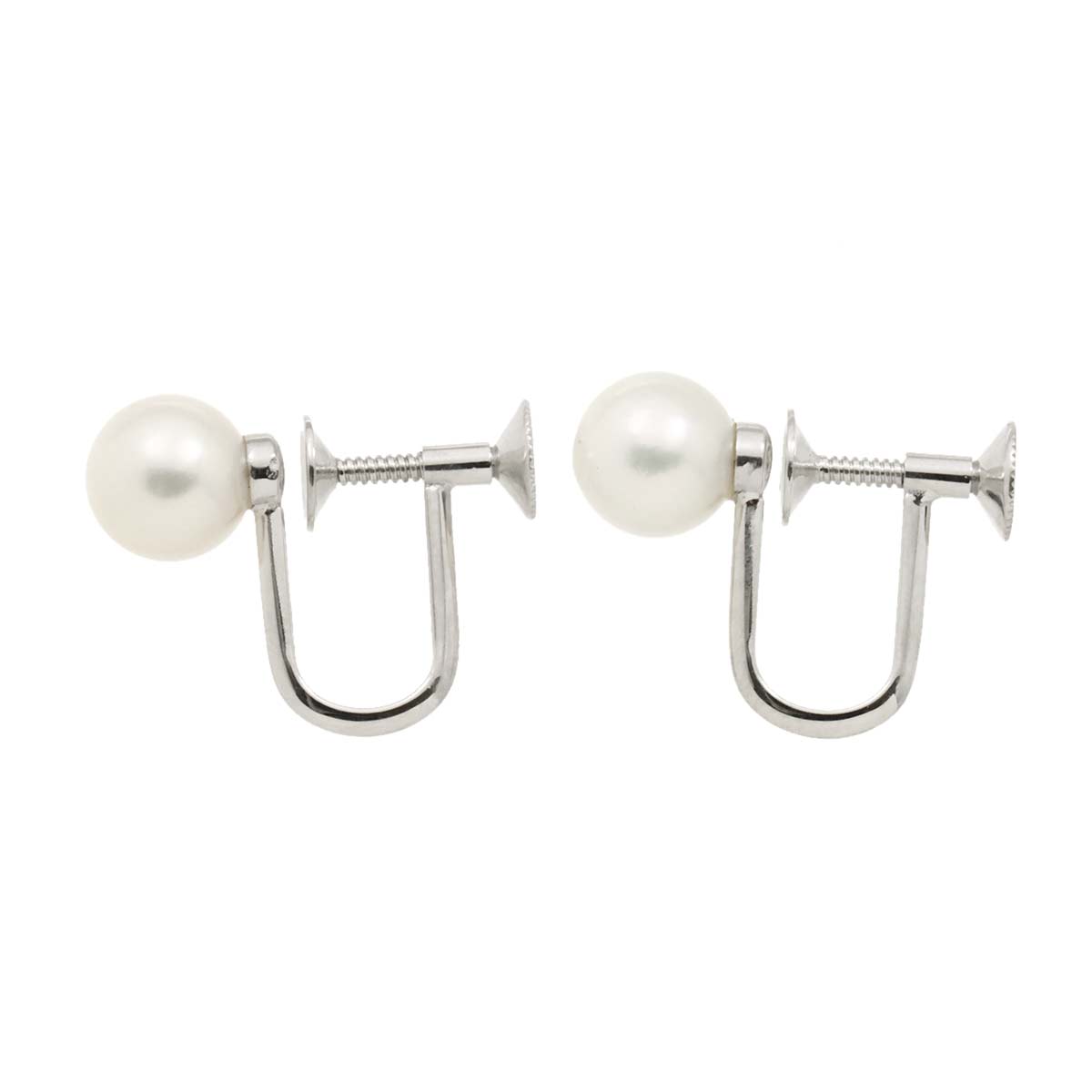 MIKIMOTO Akoya Pearl 6.9mm Earrings 14K White Gold 585