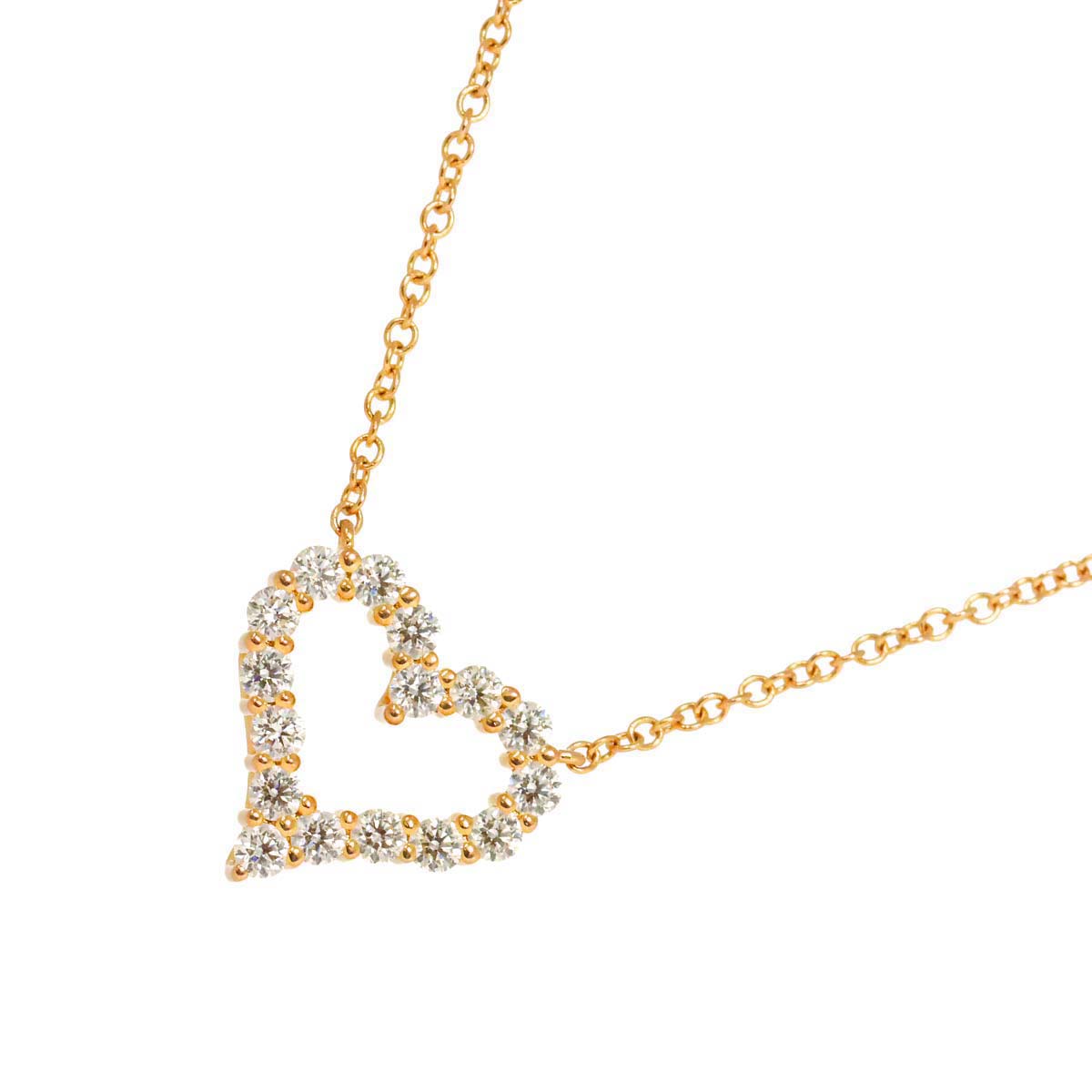 Diamond Heart Necklace 18K PG 750