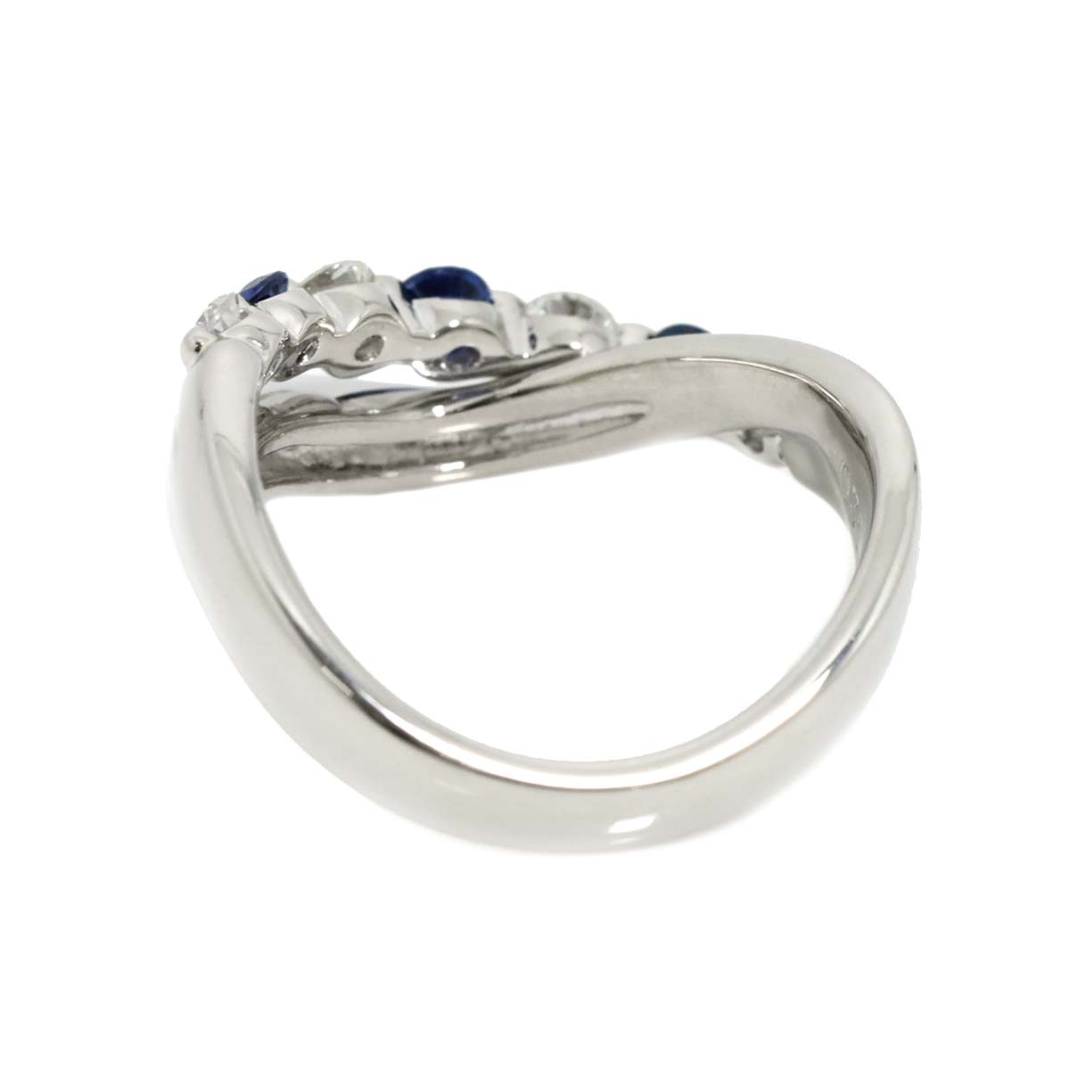 Sapphire 0.35ct Diamond 0.32ct Ring Pt Platinum size5.5-5.25(US)