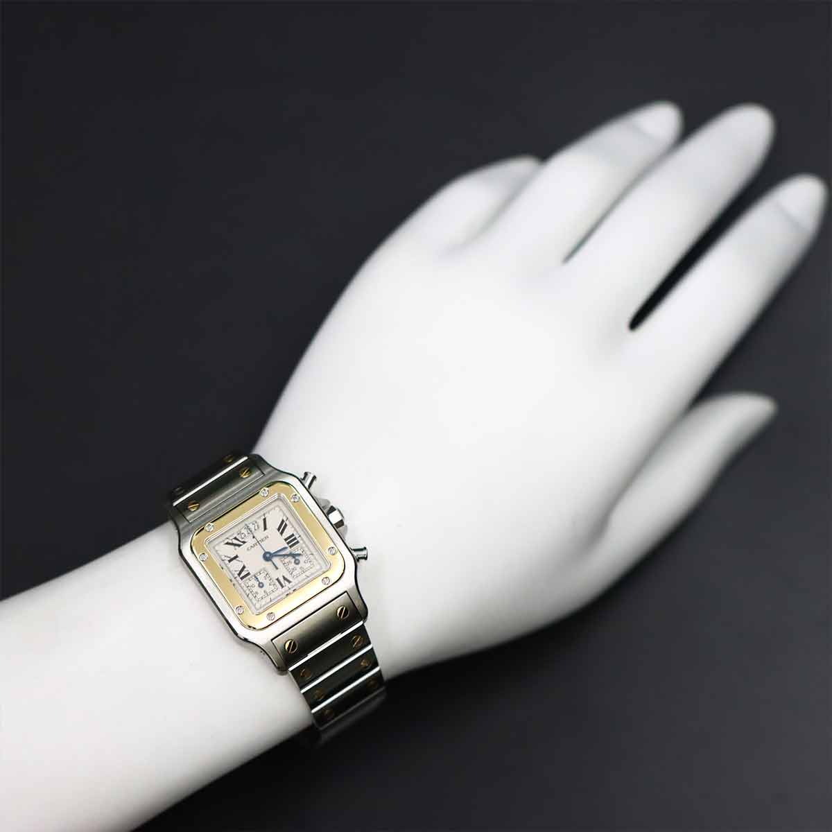 Santos Galbee LM W20042C4 750 YG Cream Dial Mens Watch