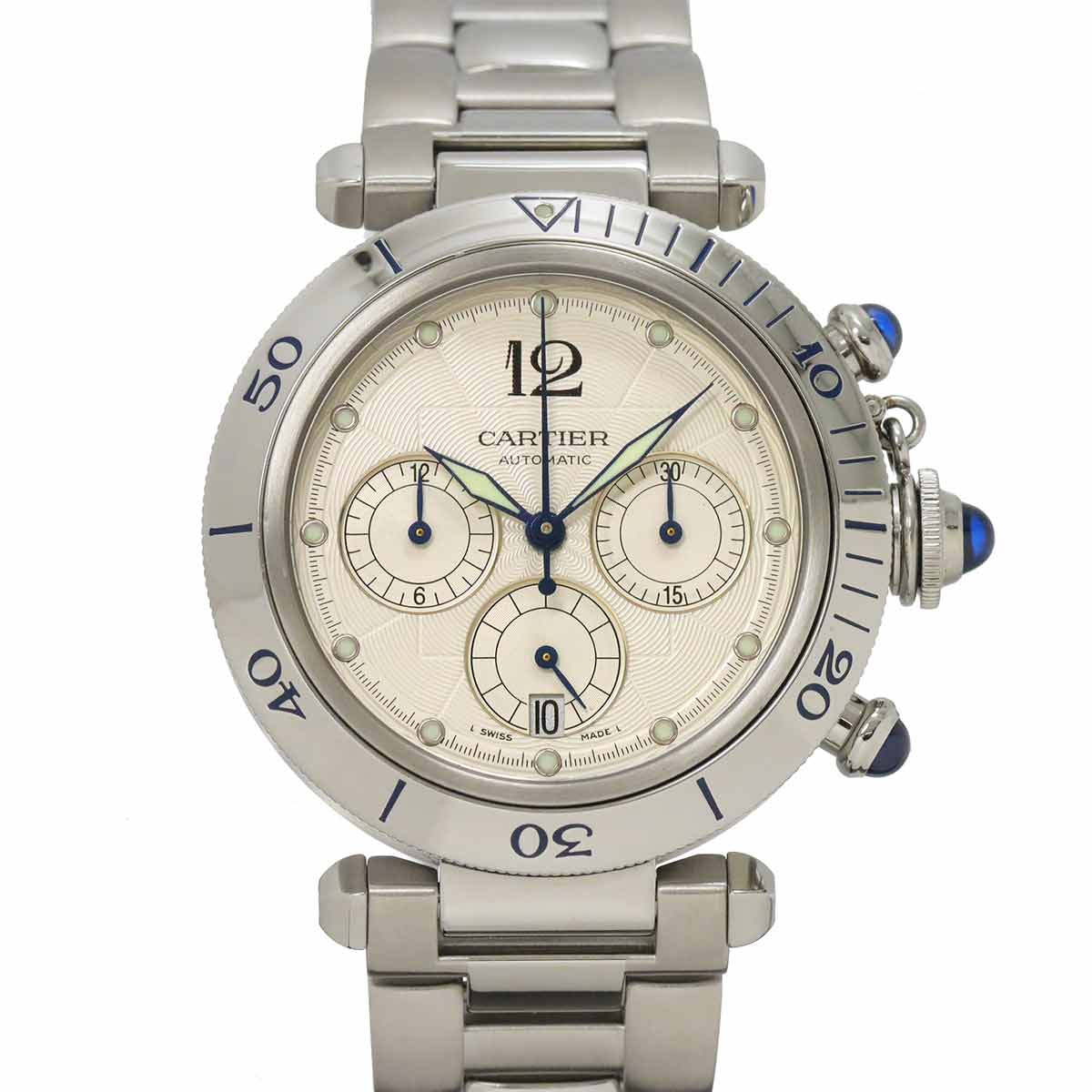 Pasha 38mm W31030H3 Chronograph Date Automatic Silver Dial