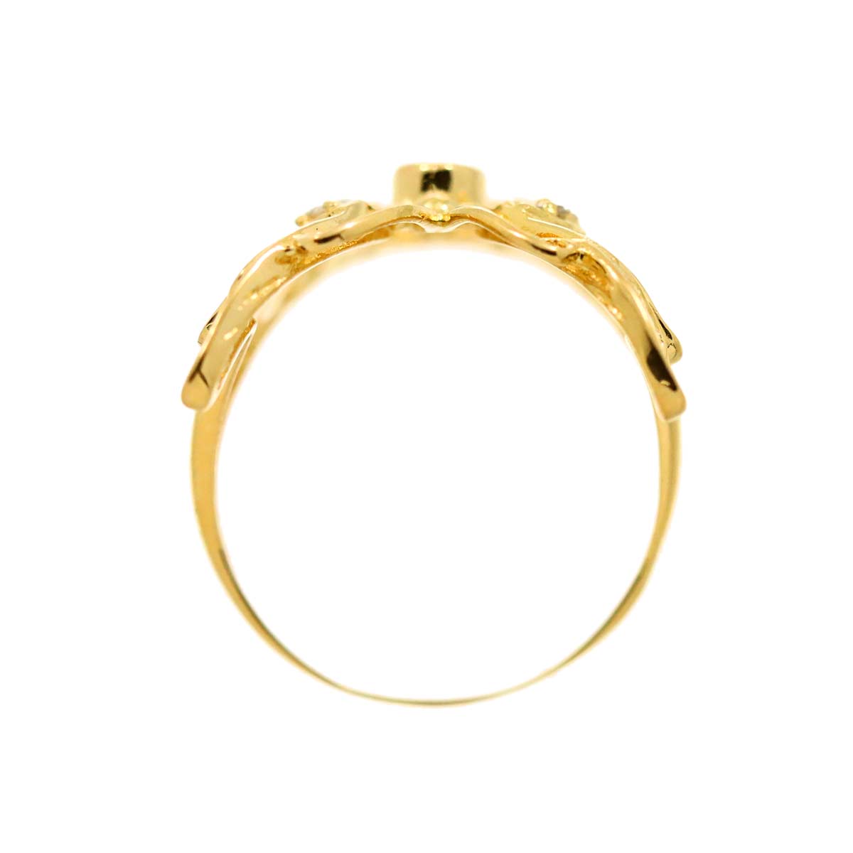 Emerald 0.18ct Diamond 0.08ct Ring 18K YG 750 size6.25-6.5((US)